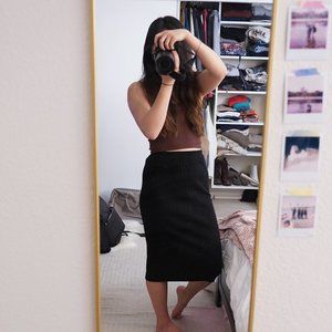 Korean Midi Skirts Gray and Black
